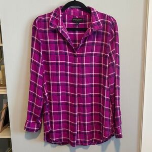 Banana Republic Magenta Plaid Blouse